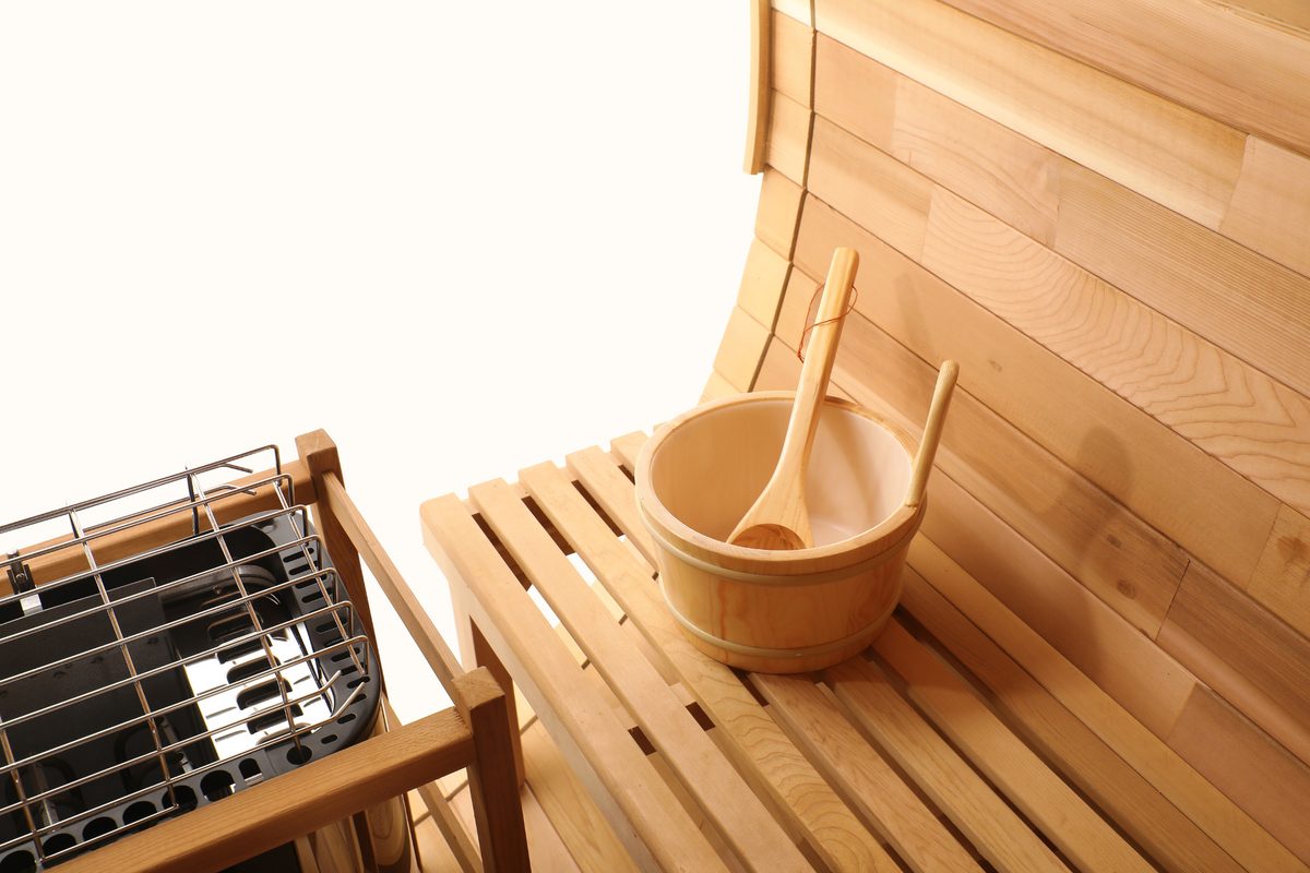 Blisspod Prague 2–4 Person Canadian Red Cedar Outdoor Barrel Sauna | Steam Heater + Full Glass Back