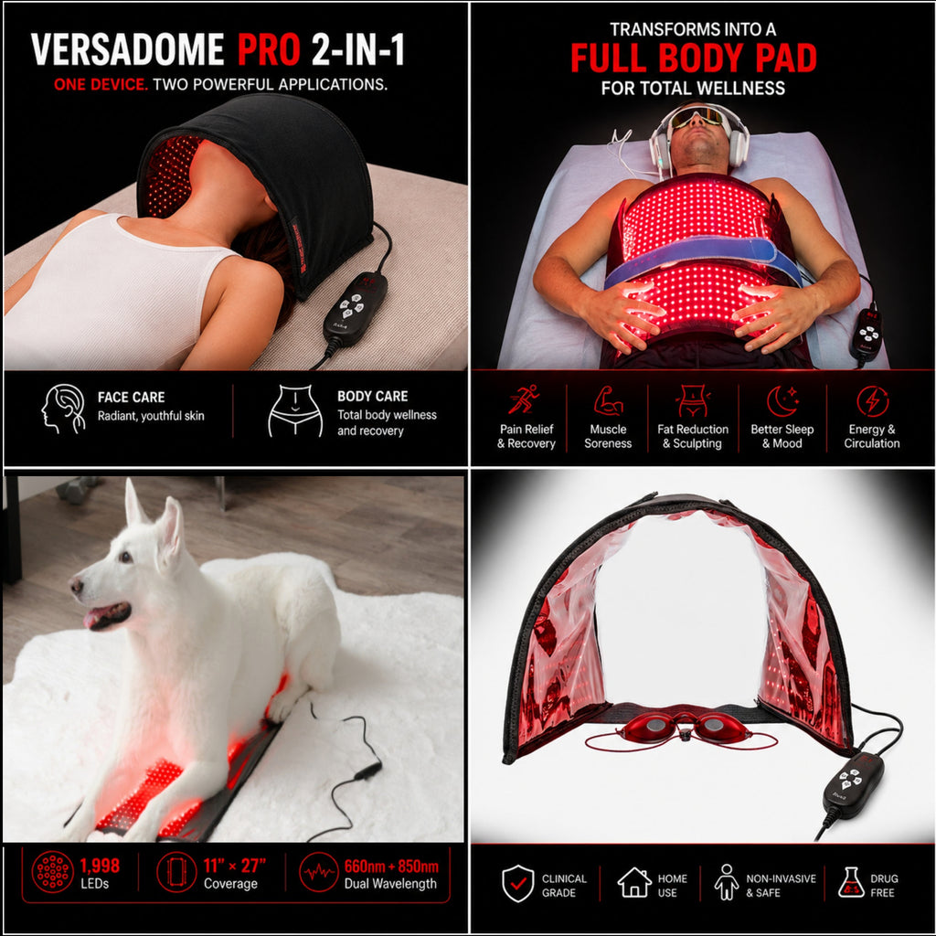Red Light Therapy VersaDome Pro 2-in-1 – Face & Body Device with 1,998 LEDs