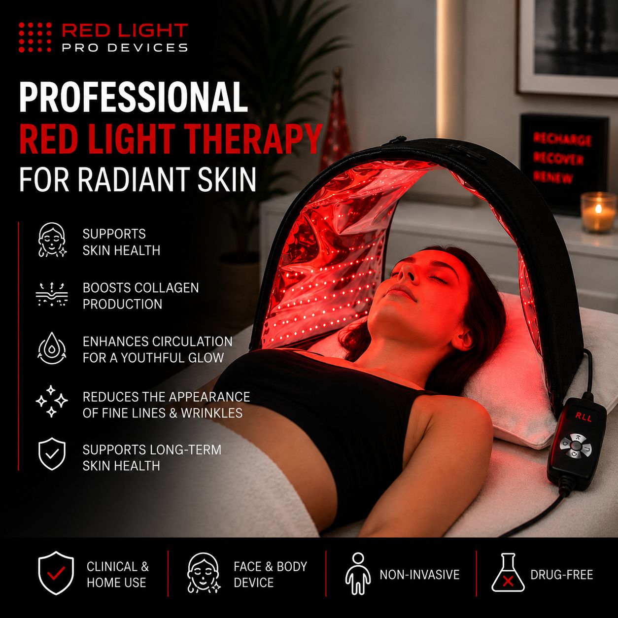 Red Light Therapy VersaDome Pro 2-in-1 – Face & Body Device with 1,998 LEDs