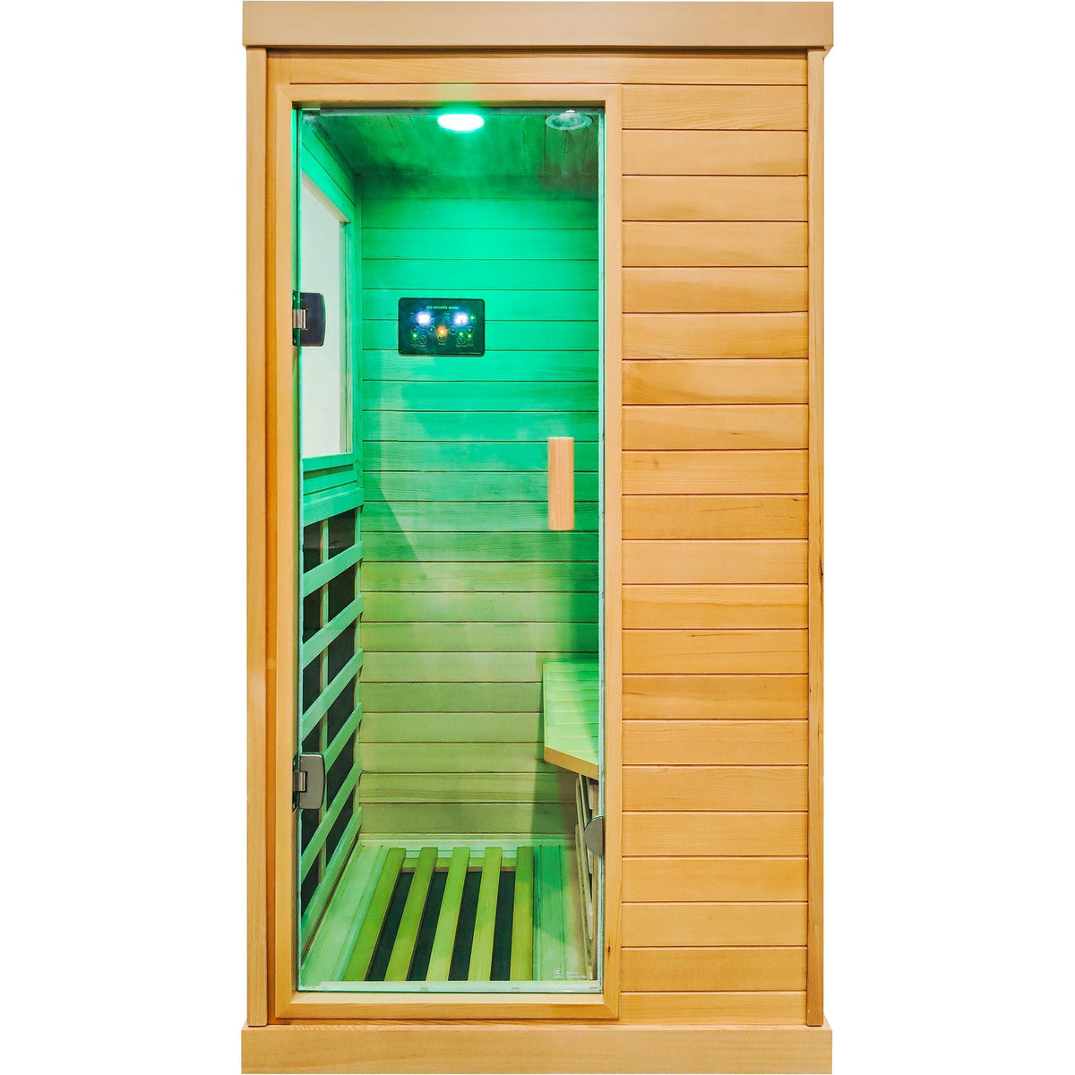 1-Person Hemlock Indoor Infrared Sauna | 6 Heating Plates, Bluetooth & Ambient Lighting