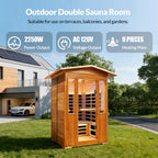 2-Person Outdoor Red Cedar & Canadian Hemlock FAR Infrared Sauna | 8 Heating Panels, Bluetooth, 77–140°F