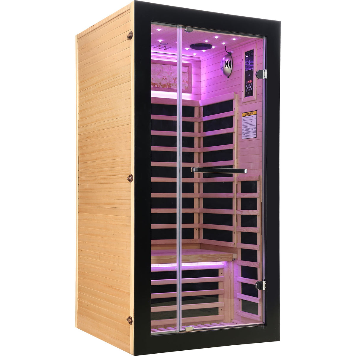 1-Person Hemlock Infrared Sauna | 7 Carbon Heaters, Starlight Ceiling, 149°F