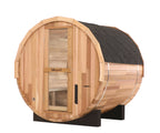 Blisspod Prague 4-Person Outdoor Barrel Sauna | Canadian Red Cedar, Full Glass Back, 32–194°F