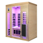 Low EMF, There is also a heating plate on the glass door, Hemlock wood Far-infrared indoor Three person sauna room