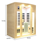 Low EMF, There is also a heating plate on the glass door, Hemlock wood Far-infrared indoor Three person sauna room
