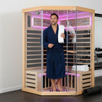 2-Person Canadian Hemlock FAR Infrared Indoor Sauna | 7 Carbon Heaters, Starlight Ceiling, 149°F