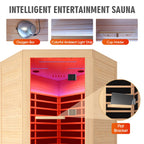 2-Person Canadian Hemlock FAR Infrared Corner Sauna | 9 Heaters, 86–149°F, Bluetooth