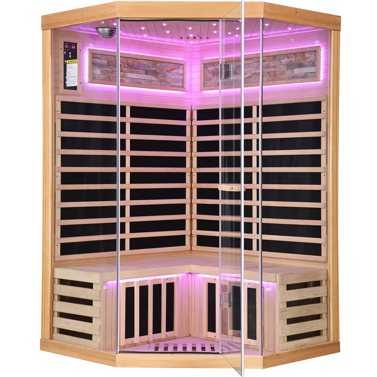 2-Person Canadian Hemlock FAR Infrared Indoor Sauna | 7 Carbon Heaters, Starlight Ceiling, 149°F