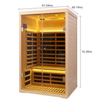 Luxury Indoor Hemlock Infrared Sauna Room with Double Doors and Glass for Two Persons