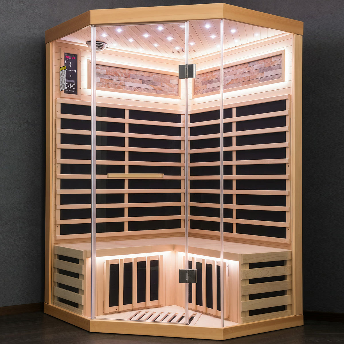 2-Person Canadian Hemlock FAR Infrared Indoor Sauna | 7 Carbon Heaters, Starlight Ceiling, 149°F