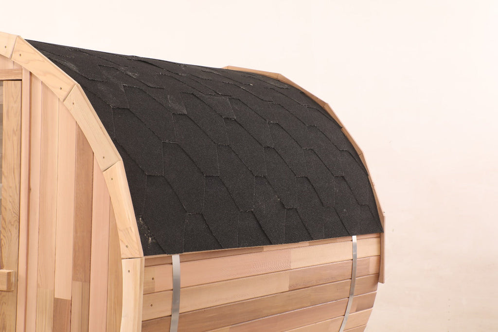 Blisspod Prague 4-Person Outdoor Barrel Sauna | Canadian Red Cedar, Full Glass Back, 32–194°F