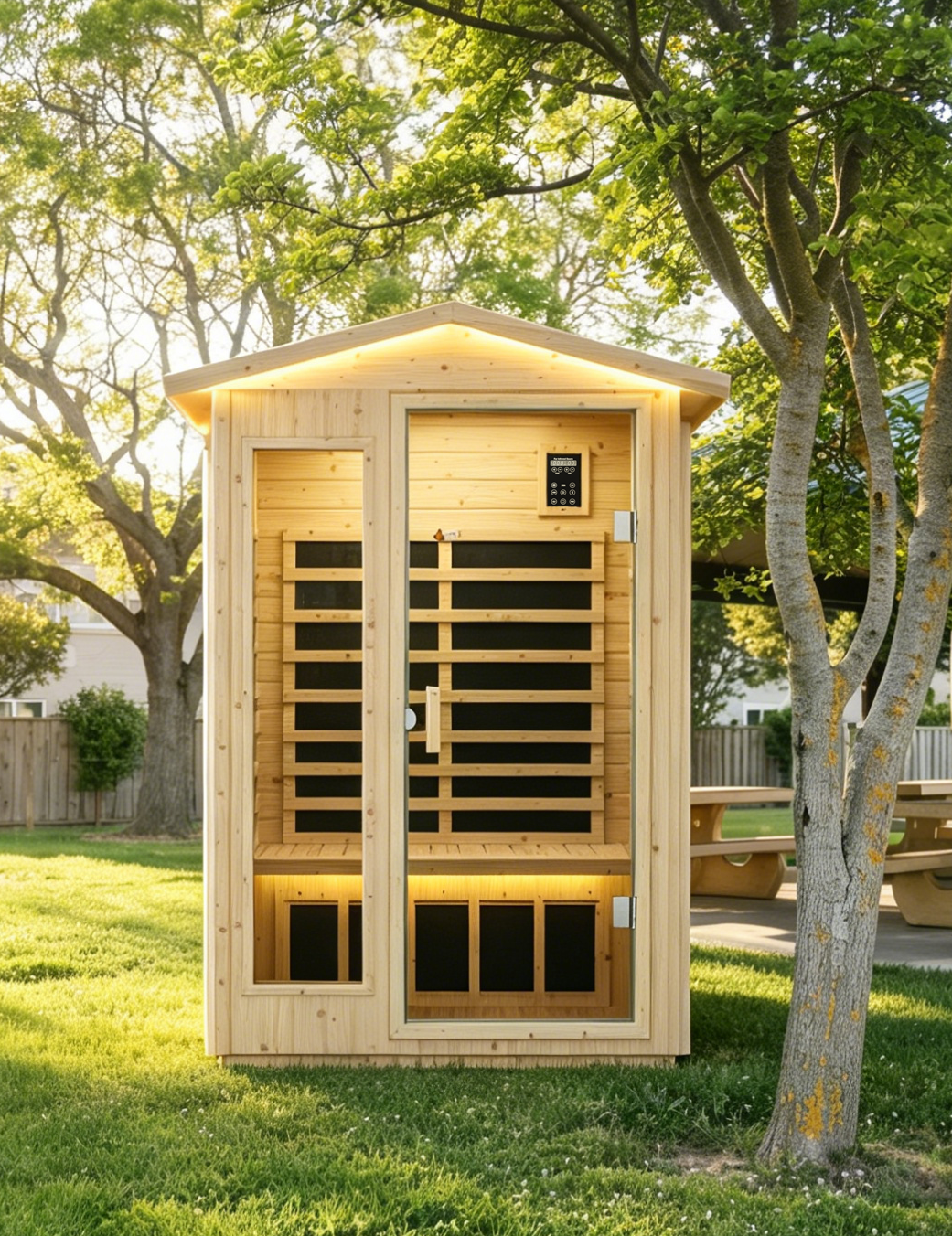 FAR Infrared Indoor Sauna | 6 Heating Plates, Bluetooth & Touchscreen Control