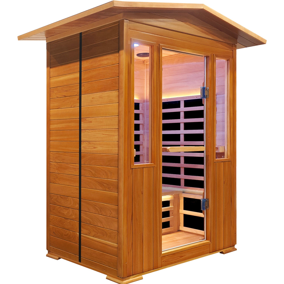 2-Person Outdoor Red Cedar & Canadian Hemlock FAR Infrared Sauna | 8 Heating Panels, Bluetooth, 77–140°F