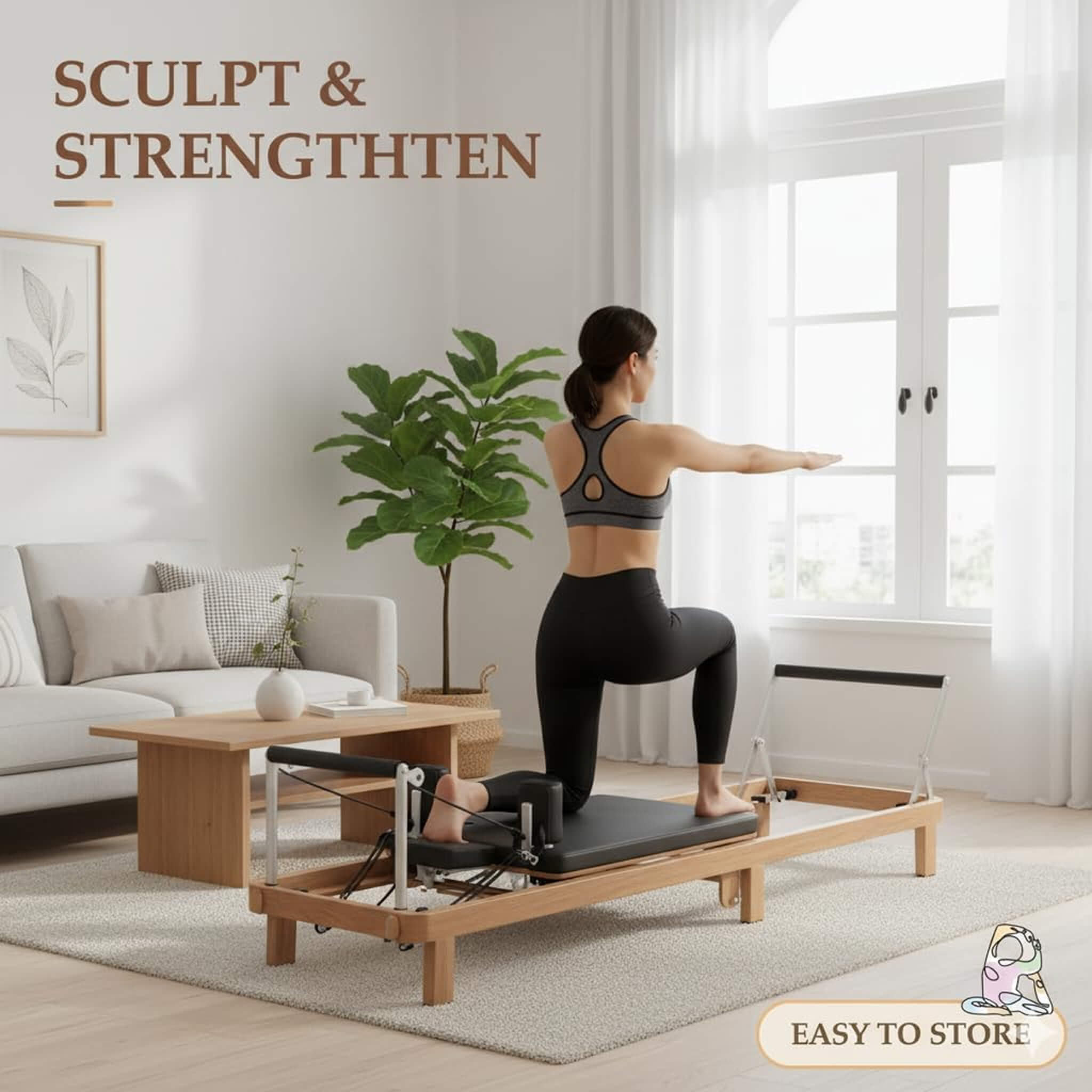 Core Pilates Apex Foldable Dual Resistance Pilates Reformer With Jumpboard (SAK83914)