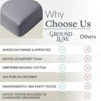 GroundLuxe Organic Cotton Grounding Sheet | US-Sewn 18-Inch Deep Pocket Fitted Sheet with Silver Fiber