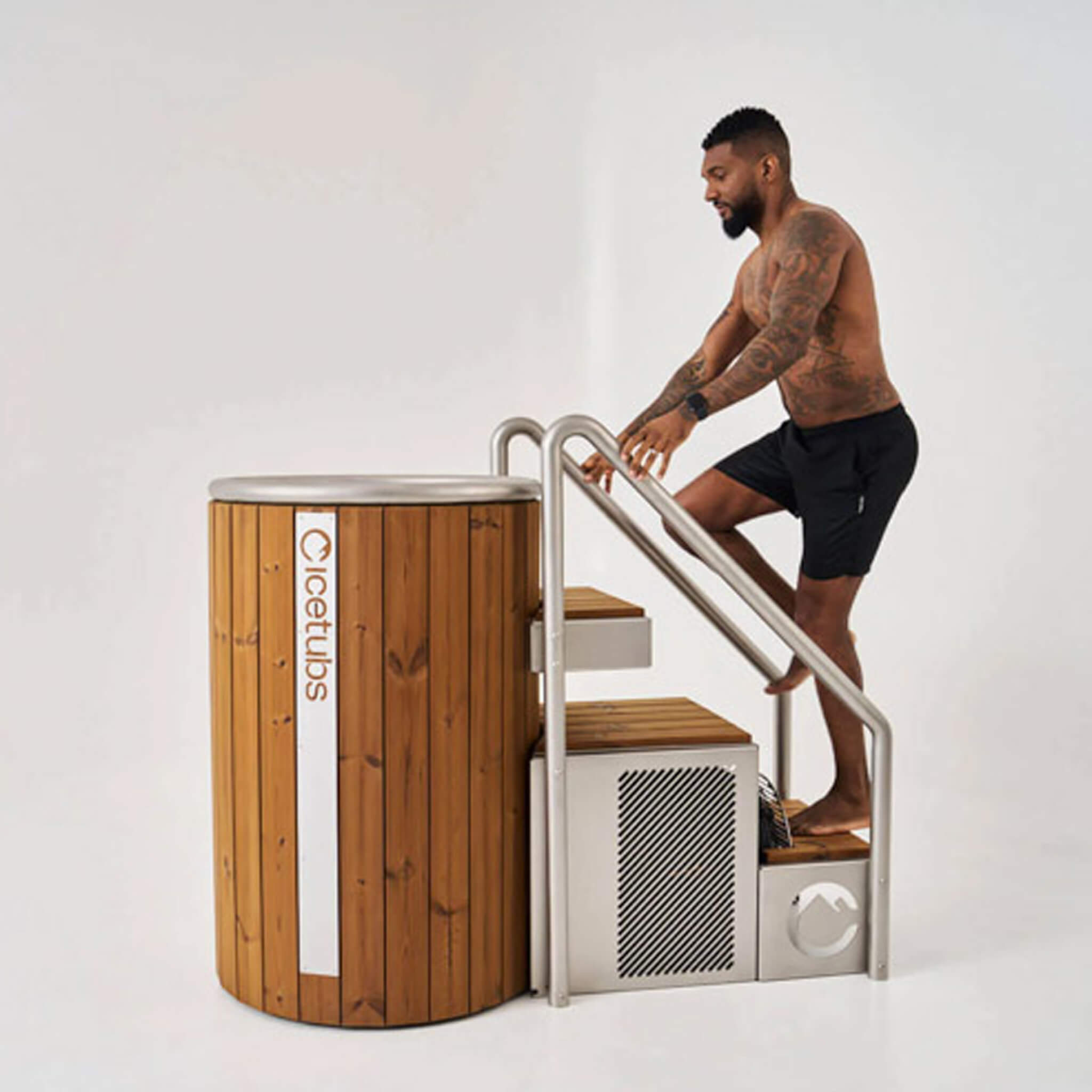 Icetubs IceBarrel 1-Person Indoor/Outdoor Thermowood & Fiberglass Cold Plunge Tub | 37.4°F–100.4°F