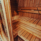 Premium 3-Person Outdoor Scandinavian ThermoWood Cube Sauna Kit With LED Lighting (SAK47582)